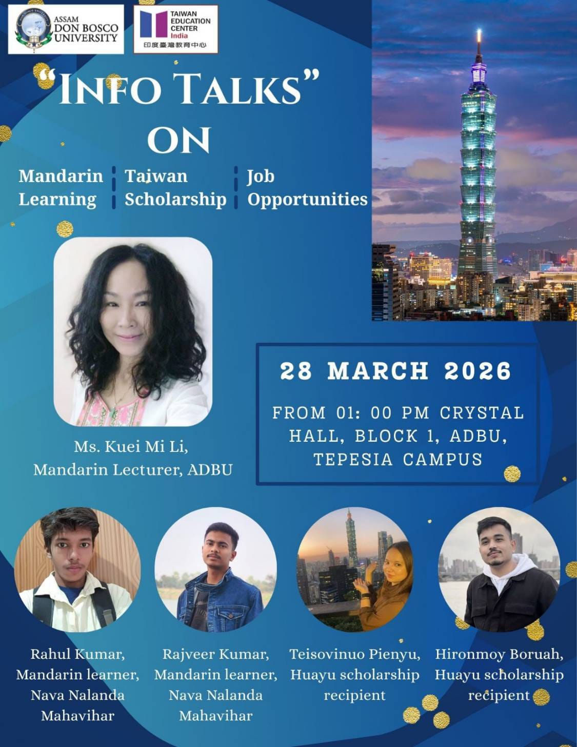 Info Talk on Mandarin Learning, Taiwan Scholarship and Job Opportunities