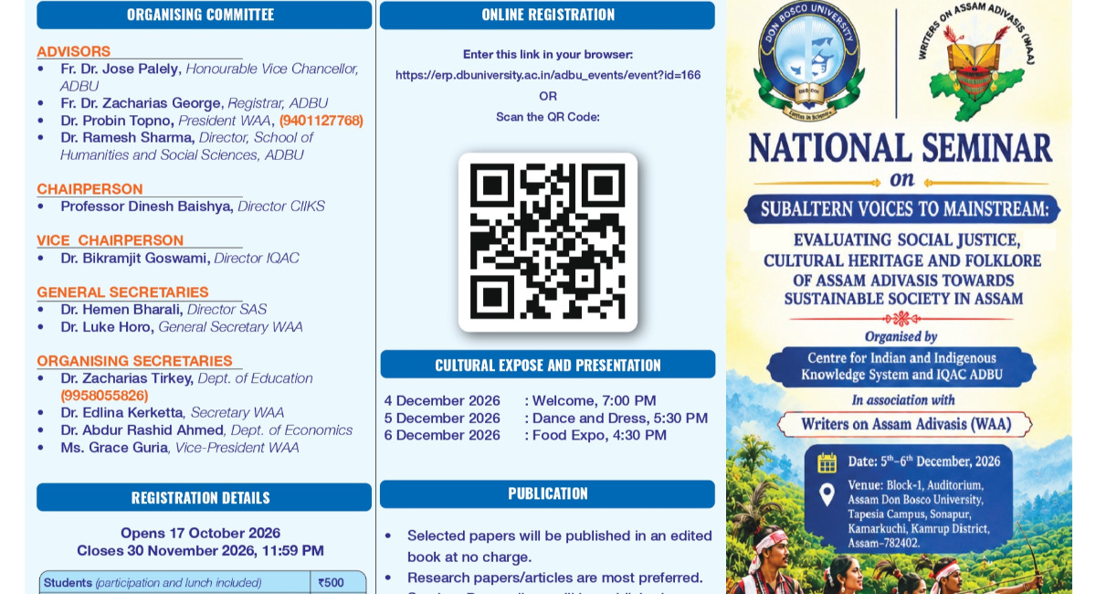 National Seminar on Adivasi Culture, Language, and Customs: Focus on the Adivasis of Assam